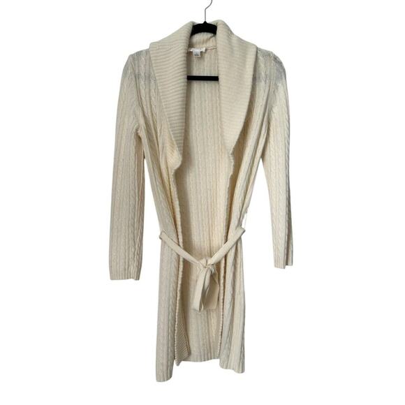 Ann Taylor Loft Sweater Size S Ivory Angora Rabbit Hair Blend Open Cardigan - Picture 1 of 11